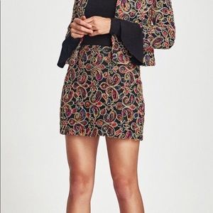Zara Embellished Fabric Mini Skirt